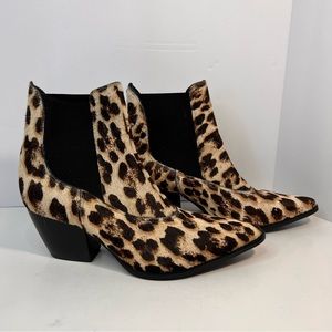 Matisse Golden Gate Cheetah Cow Hair Print Booties Size 9 made in Brazil